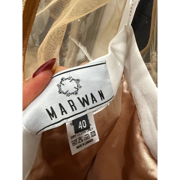 Marwan Midi Dress with Feathered Skirt and Sweep Train - Picture 7 of 7